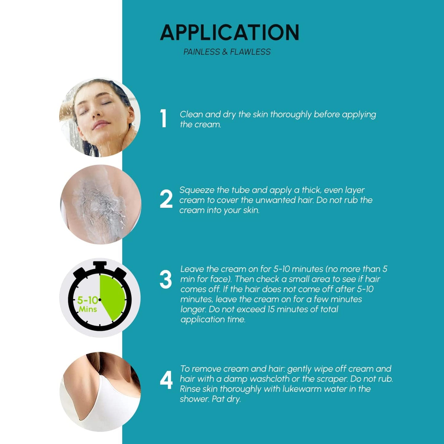 Hair Removal Cream - Fast and Painless Depilation for Smooth Skin, Dermatologist Tested for Sensitive Areas, Hair Remover Cream For Women