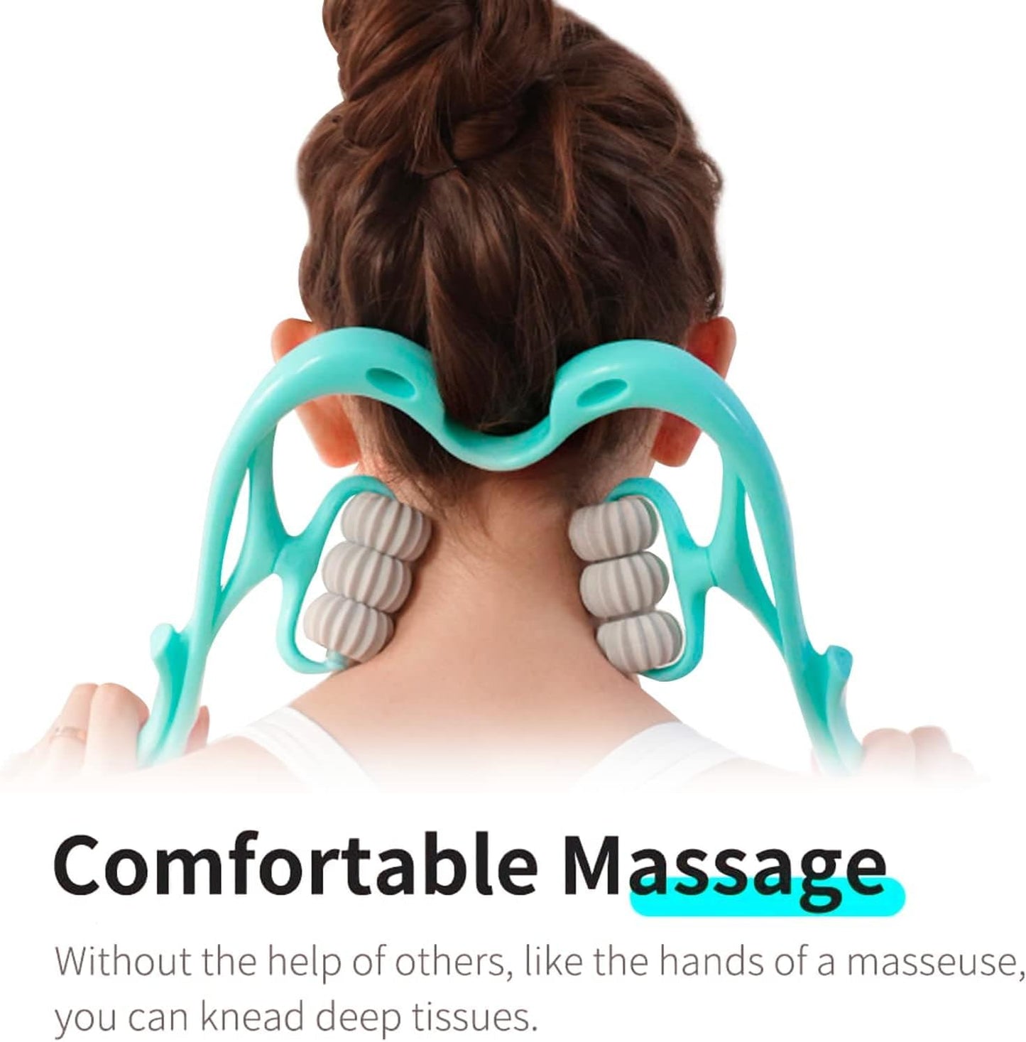 Rejopes Neck Massager - Neck and Shoulder Handheld Massager with 6 Balls Massage Point - Premium Deep Tissue Relief for Neck, Back, Shoulders, and Legs (Blue)