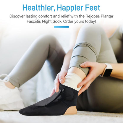 Rejopes Plantar Fasciitis Night Splint Sock - Gentle Foot Support for Pain Relief and Healing (Medium)